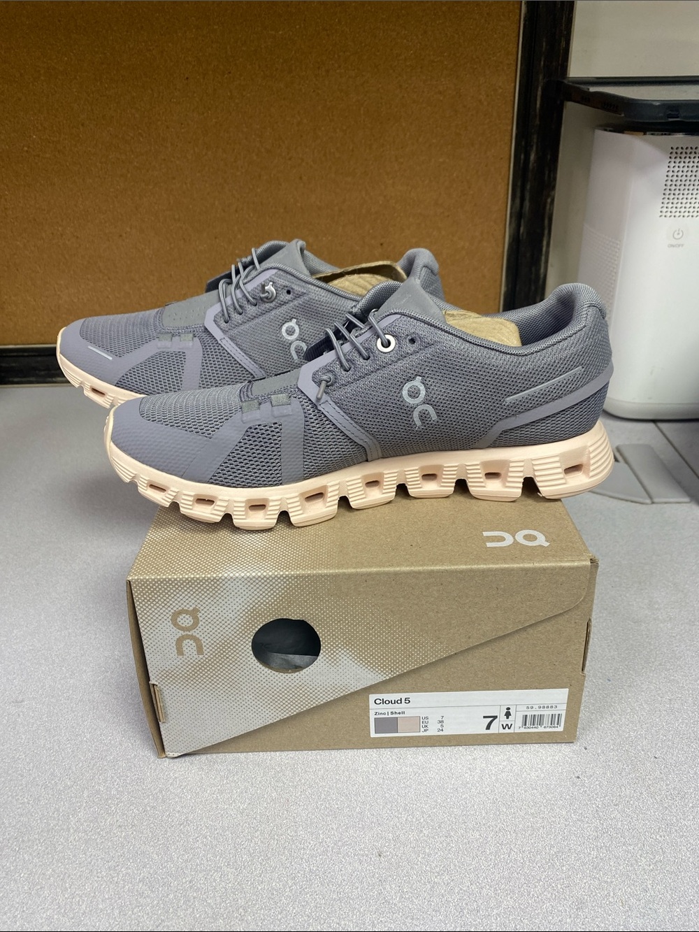 On Running women’s  Cloud 5 in Gray with Cream Soles